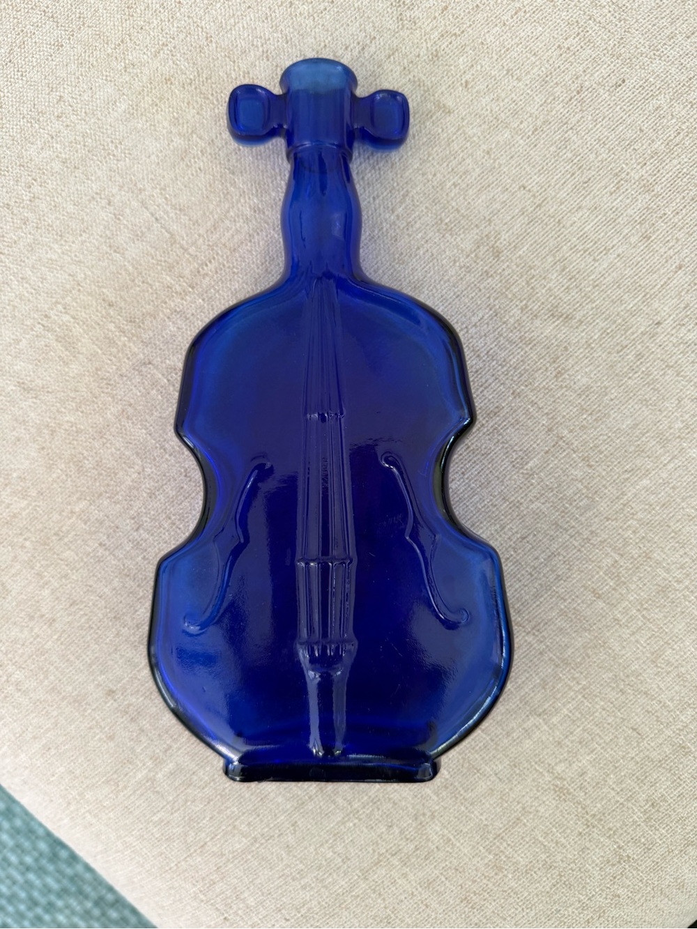 Violin bottle cobalt blue vintage glass antique